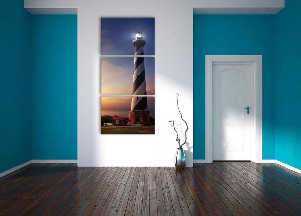 Cape Hatteras Leuchtturm, XXL Leinwandbild als 3 Teiler