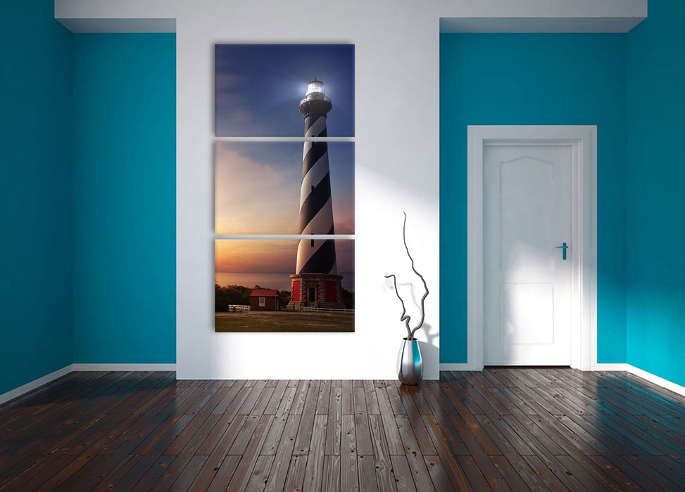 Cape Hatteras Leuchtturm, XXL Leinwandbild als 3 Teiler