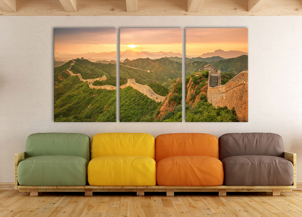 Chinesische Mauer, XXL Leinwandbild als 3 Teiler