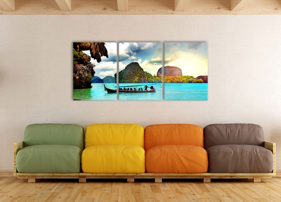 Thailand Phuket Playa Paradisiaca, XXL Leinwandbild als 3 Teiler