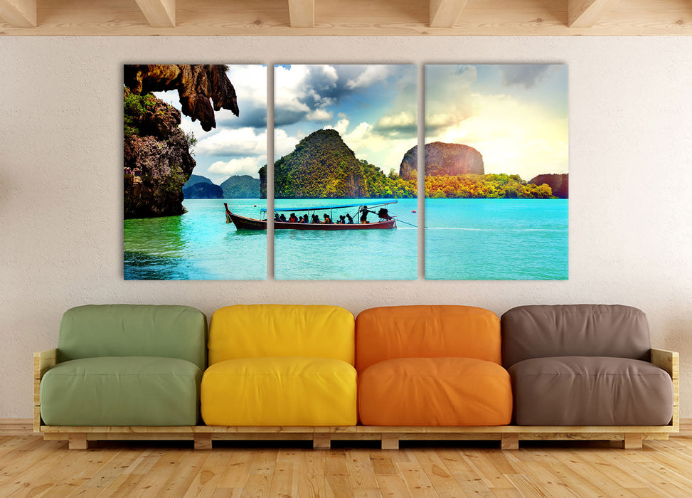 Thailand Phuket Playa Paradisiaca, XXL Leinwandbild als 3 Teiler