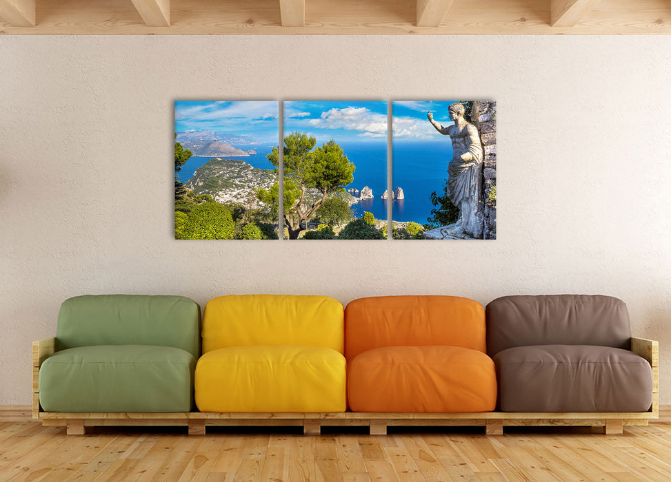 Insel Capri in Italien, XXL Leinwandbild als 3 Teiler