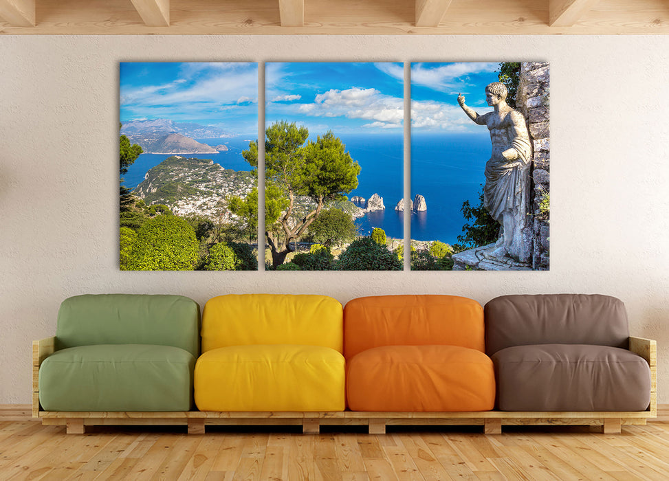 Insel Capri in Italien, XXL Leinwandbild als 3 Teiler