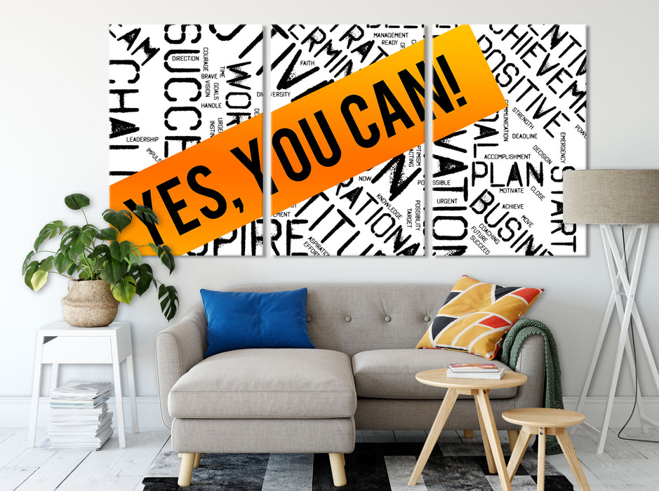 Yes you can! Motivaton Leinwandbild Wohnzimmer XXL