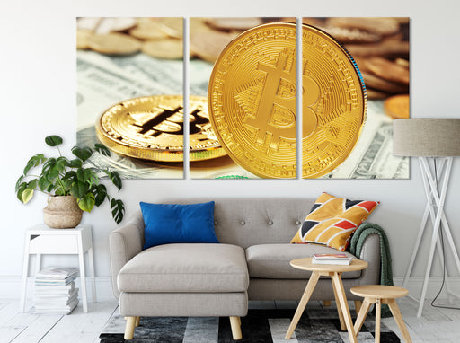 Bitcoin BTC vs. Dollar Leinwandbild Wohnzimmer XXL