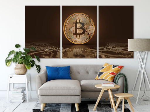 Bitcoin BTC mit Grafikkarte  Leinwandbild Wohnzimmer XXL