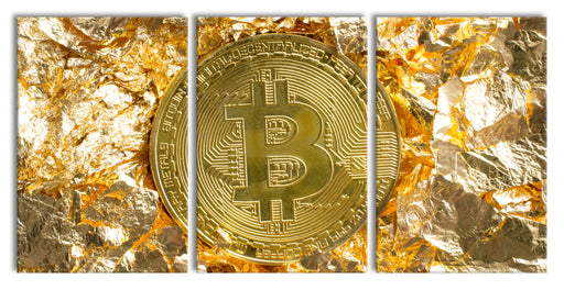 Bitcoin BTC Goldpapier Leinwandbild XXL