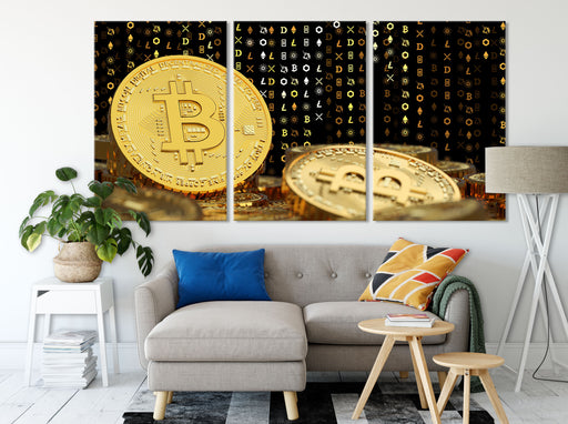 Bitcoin BTC Kryptowährung  Leinwandbild Wohnzimmer XXL