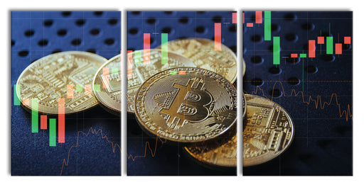 Bitcoin mit Diagramm Grafik  Leinwandbild XXL
