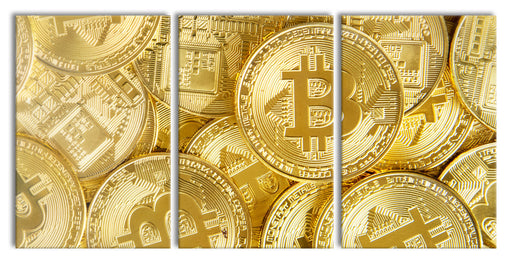 goldfarbene Bitcoins BTC Leinwandbild XXL