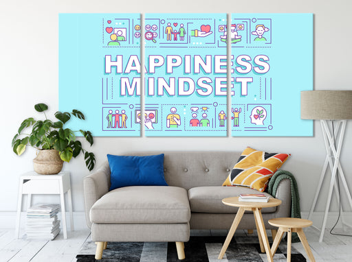 Happiness Mindset Motivaton Leinwandbild Wohnzimmer XXL