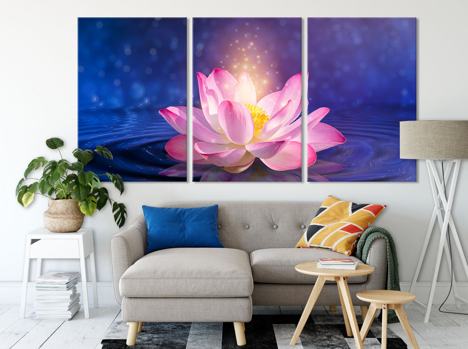 pinker Lotus im Wasser Leinwandbild Wohnzimmer XXL