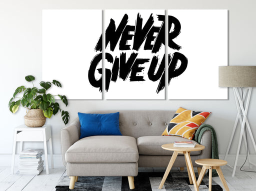 Never Give Up! Motivaton Leinwandbild Wohnzimmer XXL