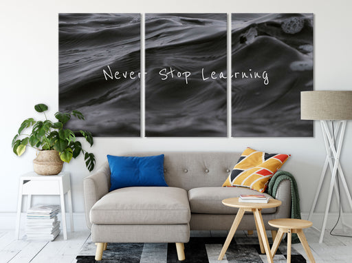 Never Stop Learning Motivaton Leinwandbild Wohnzimmer XXL