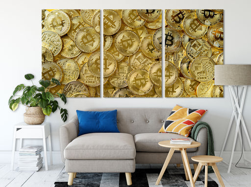 Bitcoins BTC Coin Leinwandbild Wohnzimmer XXL